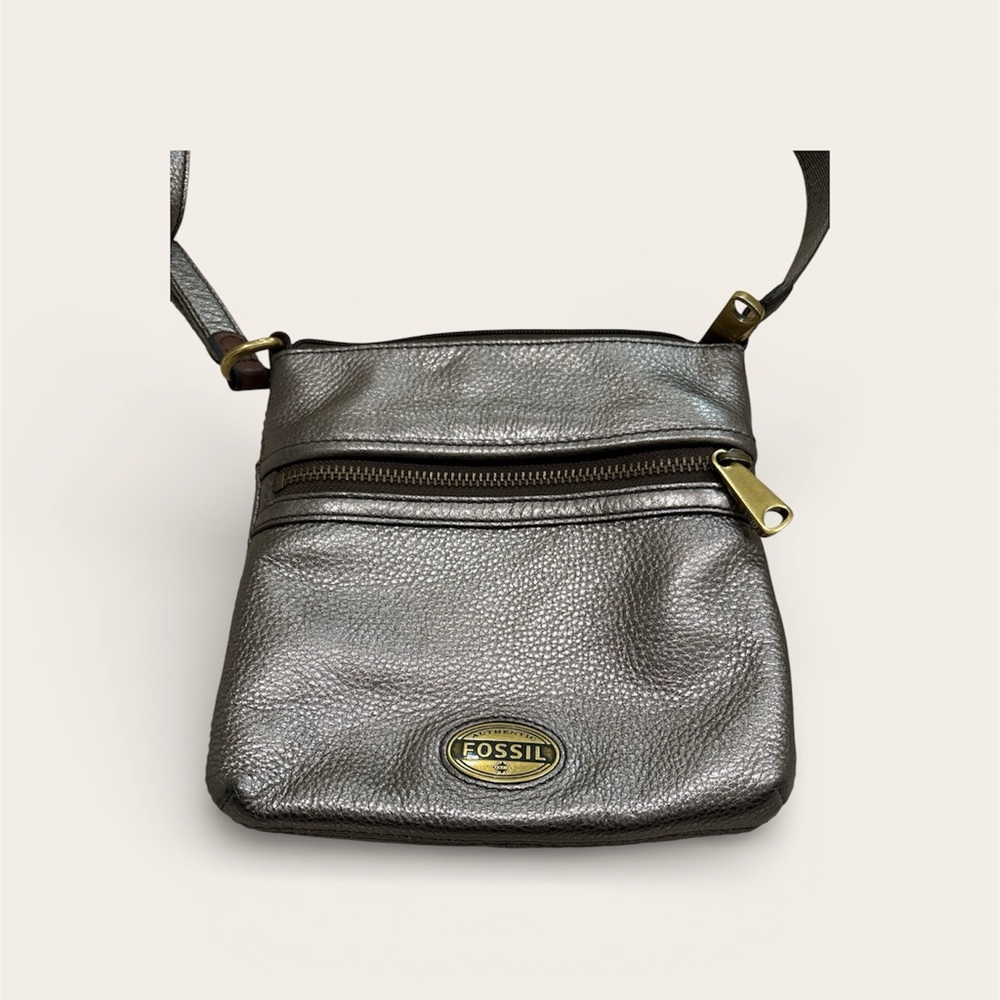 Fossil Metallic Pebbled Leather Crossbody Bag